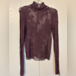 Free People Lavender Long Sleeved Laced Top Size Medium